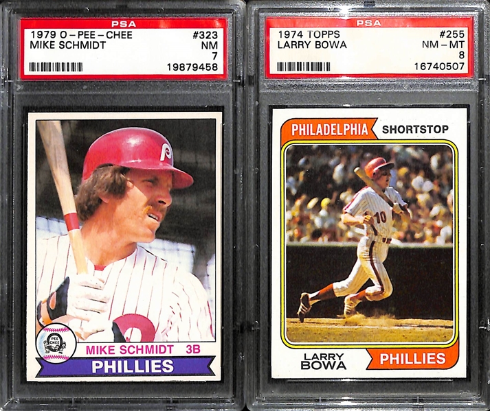 Lot of (10) Vintage Graded Philadelphia Phillies Cards w. Mike Schmidt, Richie Ashburn, Robin Roberts and Others