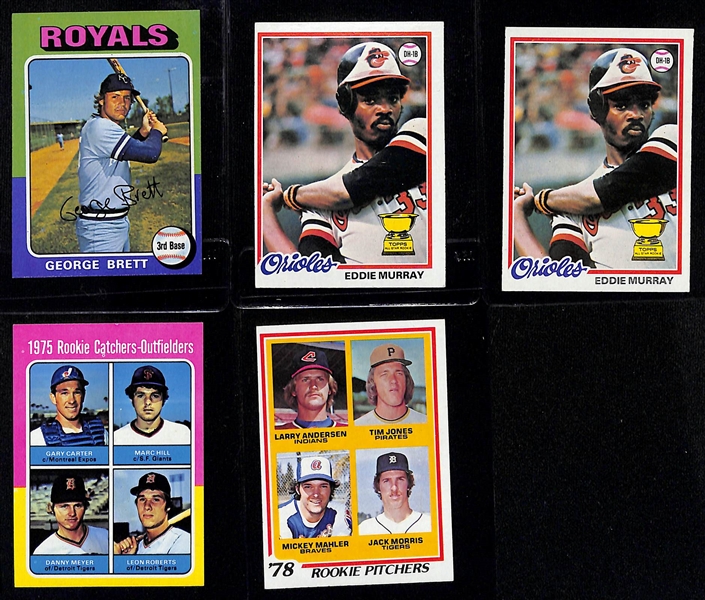 Lot of (14) 1970s & 80s HOF Baseball Rookie Cards w. Rickey Henderson, Cal Ripken, George Brett, Eddie Murray and Others