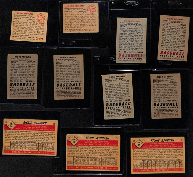 Lot of (19) 1950-55 Bowman Richie Ashburn Baseball Cards
