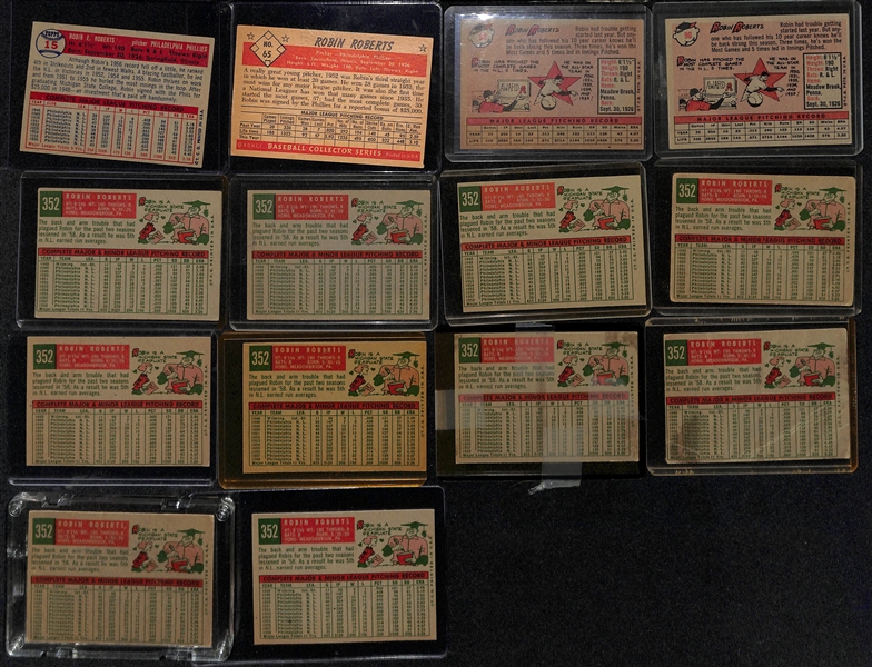 Lot of (26) 1950s Bowman and Topps Robin Roberts Baseball Cards