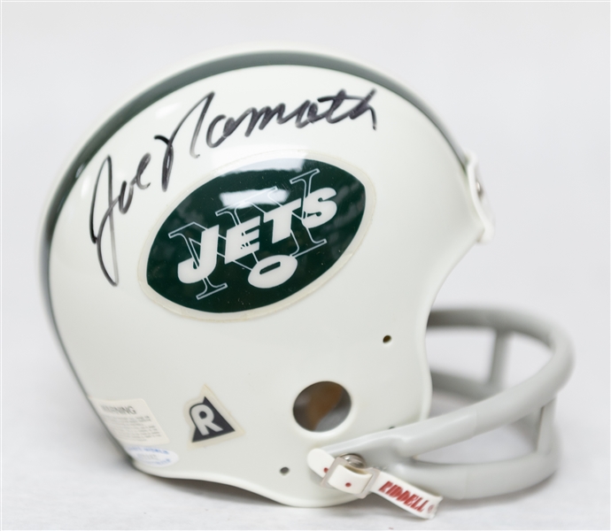 Joe Namath Signed New York Jets Mini Helmet (JSA Auction Letter)