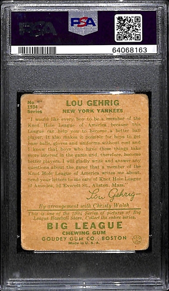1934 Goudey Lou Gehrig #61 Graded PSA 1