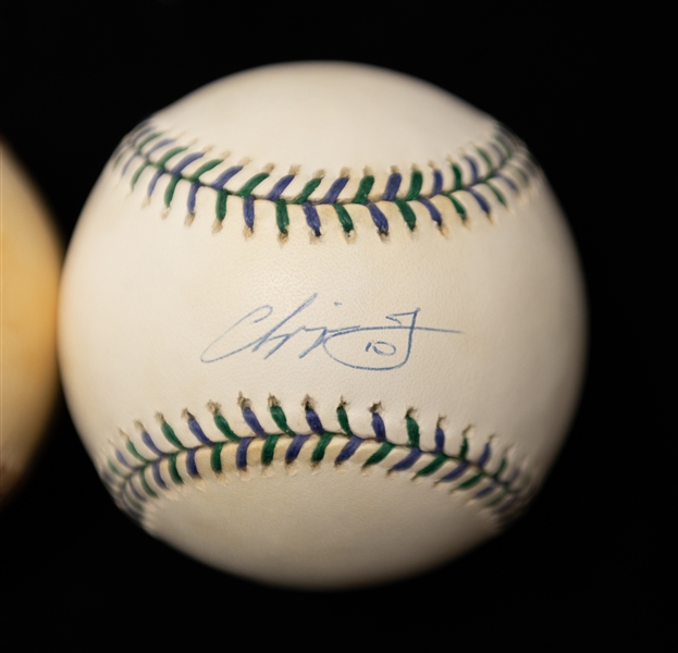 Lot of (3) HOF Atlanta Braves Autographed Baseballs w. Greg Maddux, Tom Glavine, and Chipper Jones (JSA Auction Letter)