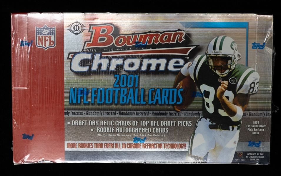 2001 Bowman Chrome Football Factory Sealed Hobby Box Rookie Year of Brees, Tomlinson, and Others