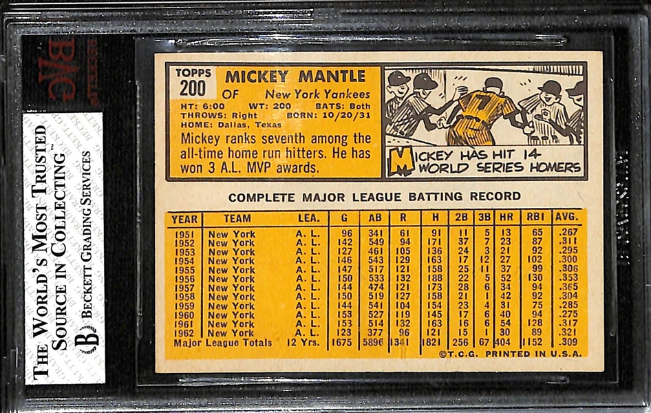 Pack Fresh 1963 Topps Mickey Mantle #200 Graded Beckett BVG 7.5 Near Mint + (Near Perfect Centering)