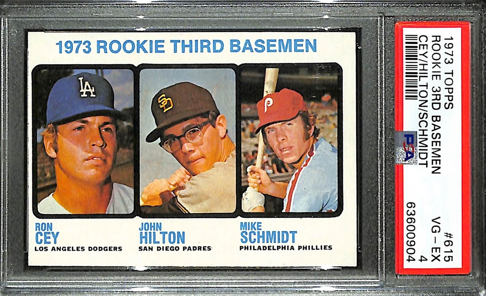 1973 Topps Mike Schmidt & Ron Cey Rookie Card (Rookie 3rd Basemen #615) Graded PSA 4