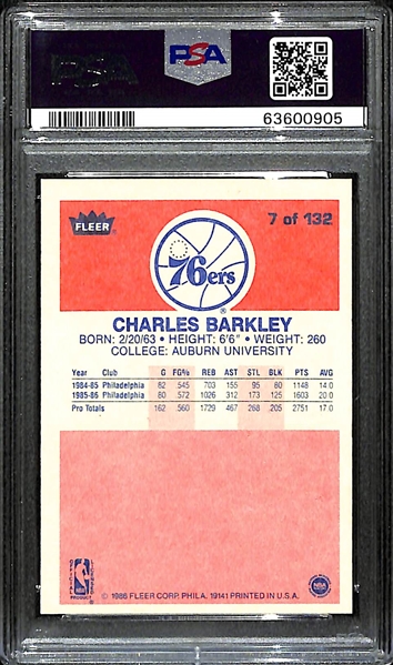 1986-87 Fleer Charles Barkley Rookie Card #7 Graded PSA 8 NM-MT