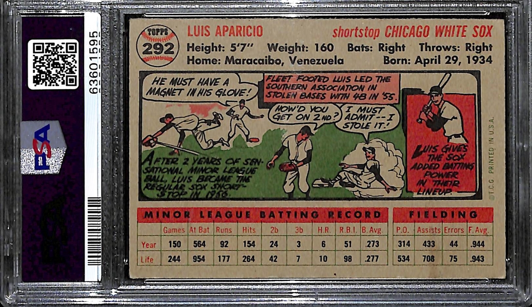 1956 Topps Luis Aparicio #292 Rookie Card Graded PSA 4 VG-EX