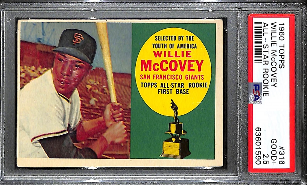 1960 Topps Willie McCovey All-Star #316 Rookie Card Graded PSA 2.5 GD+
