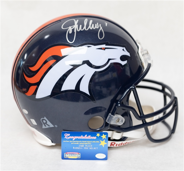 John Elway Signed Full-Size Denver Broncos Football Helmet (Mounted Memories COA)