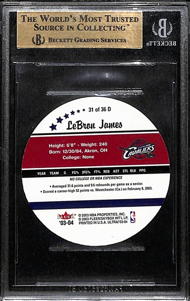 2003-04 Ultra Roundball Discs LeBron James #31 Rookie Graded BGS Gem Mint!