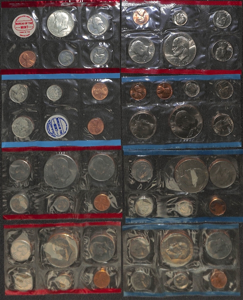 Lot of (8) Uncirculated Mint Sets from 1970-1981