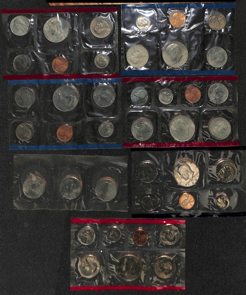 Lot of (8) Uncirculated Mint Sets from 1970-1981