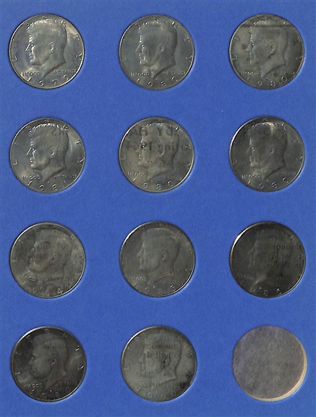 Lot of (36) Franklin Silver Halves from 1948-1963 & (33) Kennedy Halves from 1964D-1990
