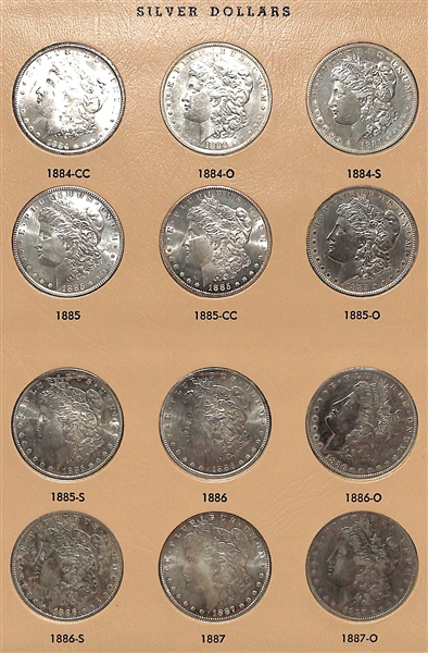 Lot of (12) Morgan Silver Dollars from 1884-CC to 1887-O w. 1885-CC