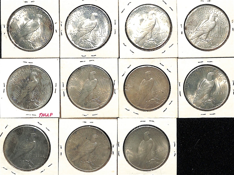 Lot of (11) Peace Dollars Dating from 1922-1935 w. 1922-D