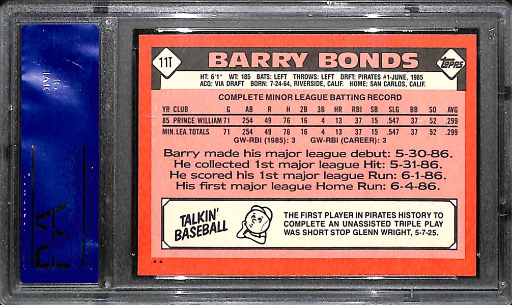 1986 Topps Traded Barry Bonds #11T Graded PSA 10 Gem Mint