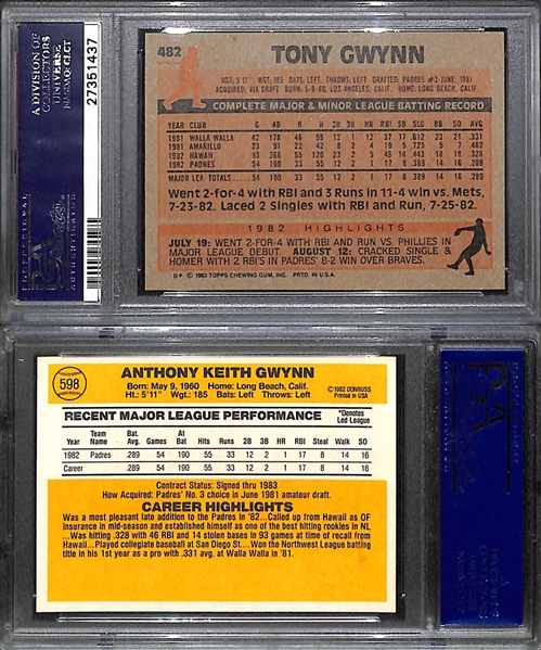 (2) Tony Gwynn Rookies - Both Graded PSA 9 (1983 Topps #482 and 1983 Donruss #598)