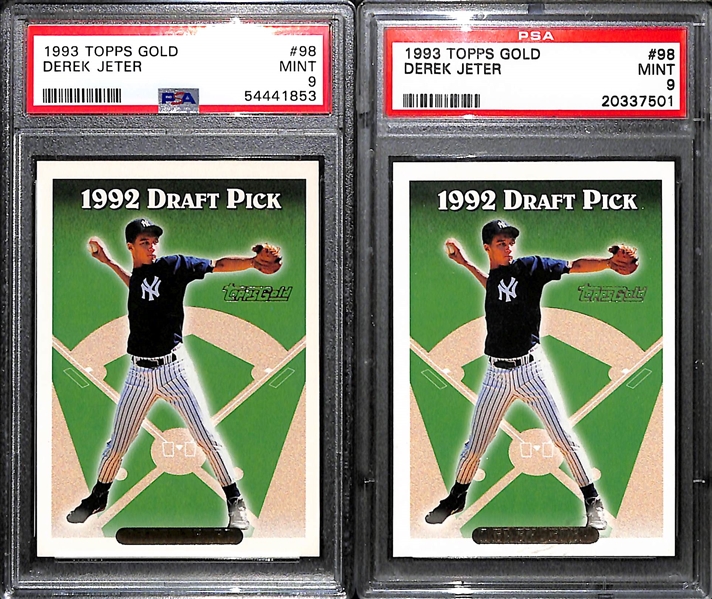 (2) 1993 Topps Derek Jeter #98 Gold Rookie Short-Print Cards - Both Graded PSA 9 Mint!