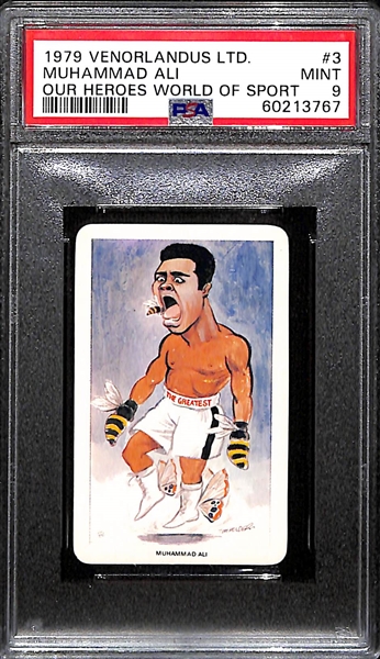 1979 Venorlandus Ltd. Muhammad Ali #3 (Our Heroes World of Sport) Graded PSA 9 Mint