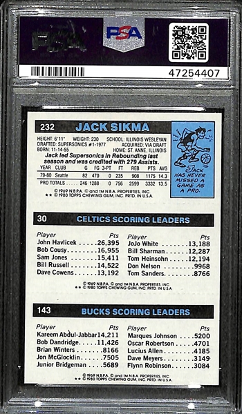 1980 Topps Scoring Leaders - Larry Bird Rookie w. Jack Sikma & Marques Johnson Graded PSA 9 Mint!