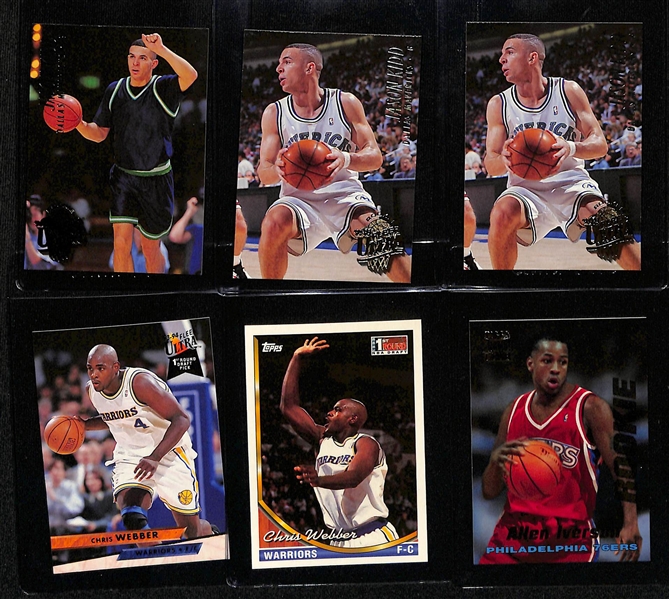 (23) Sports Cards - (6) M. Jordan, Rodman Rookie, (4) Favre Rookies, (3) Emmitt Smith Rookies, (6) Kidd Rookies, (2) Webber Rookies, Iverson Rookie