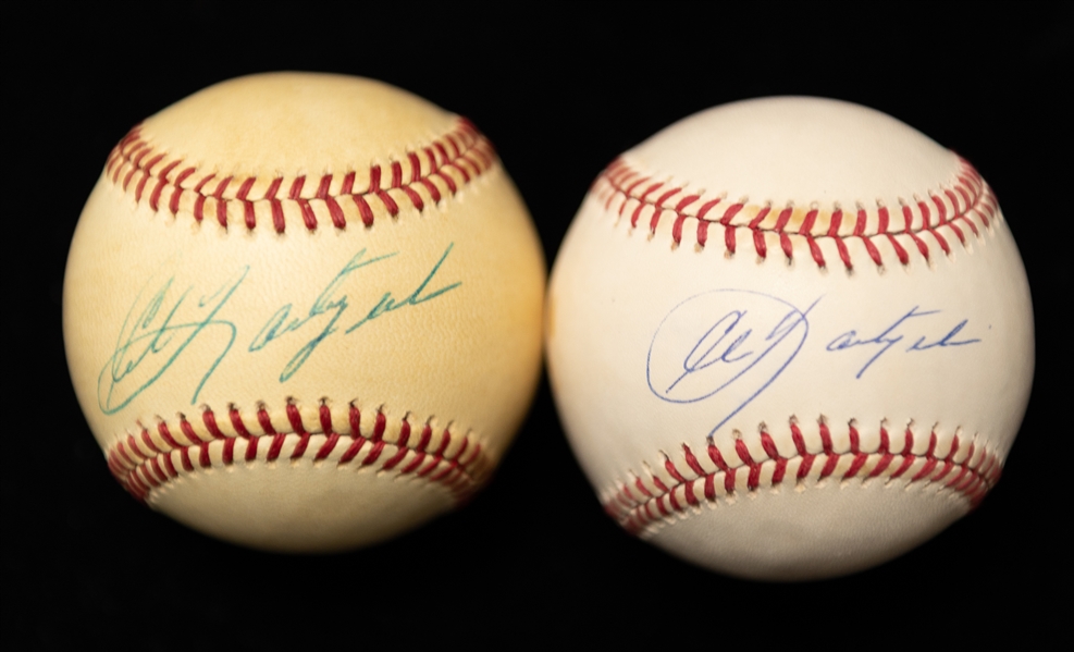 Lot of (2) Carl Yastrzemski Autographed Baseballs (JSA Auction Letter)