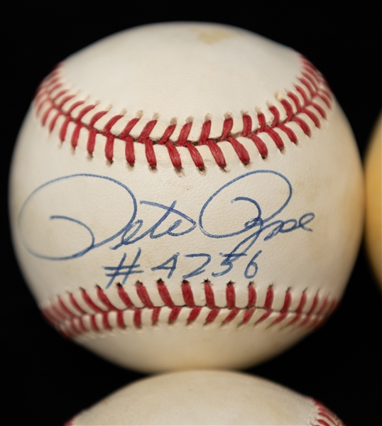 Lot of (4) Phillies Autographed Baseballs w. Schmidt, Rose, Bowa, and Bob Boone (JSA Auction Letter)