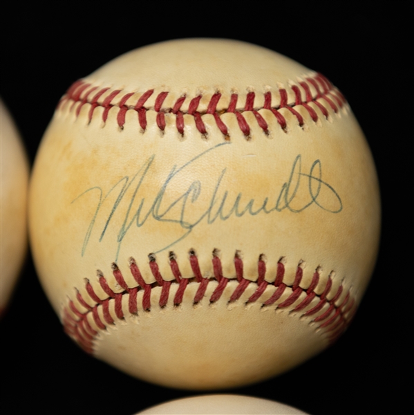 Lot of (4) Phillies Autographed Baseballs w. Schmidt, Rose, Bowa, and Bob Boone (JSA Auction Letter)