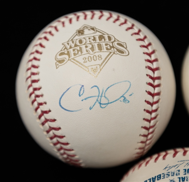 Lot of (3) Phillies Autographed Baseballs w. Cole Hamels, Chase Utley, and Jimmy Rollins (JSA Auction Letter)