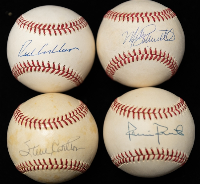 Lot of (4) HOF Phillies Autographed Baseballs w. Mike Schmidt, Steve Carlton, Richie Ashburn, and Robin Roberts (JSA Auction Letter)
