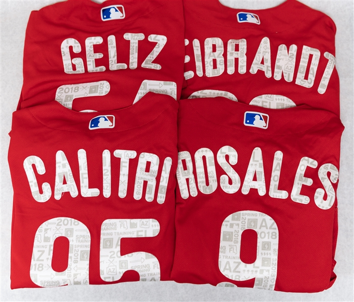 Lot of (4) Majestic Phillies Team Issued Spring Training Jerseys (MLB Cert)