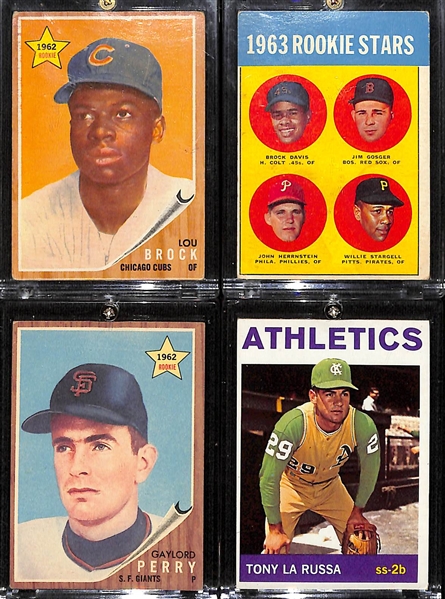 Lot of (4) 1960s Topps HOF Baseball Rookie Cards w. Brock, Stargell, Perry and La Russa