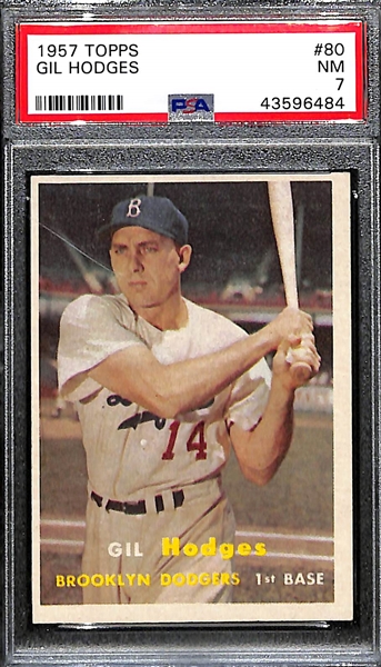 1957 Topps Baseball Gil Hodges # 80 Graded PSA 7