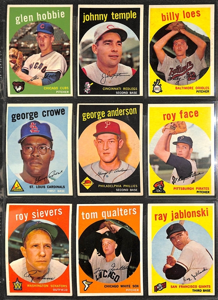 1959 Topps Baseball Partial Set (Approx 400 of 572 Cards) w. Yogi Berra