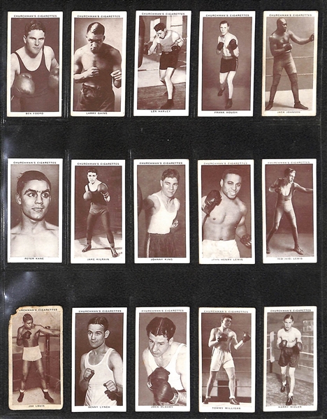 Lot of (100+) 1910-1951 Boxing Cards (Hassan, Mecca, Churchman, Goudey, Ringside) w. 1948 Goudey James Jeffries