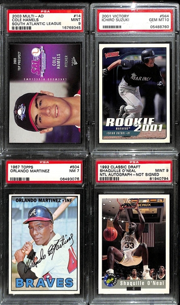 Lot of (15) Mixed Sports Graded Lot with Tiger Woods BCCG 10, Elvin Hayes Rookie and Others
