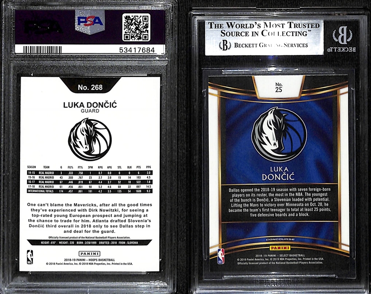 Lot of (2) Luka Doncic Graded Rookies Cards w. Select BGS 9 and Hoops PSA 10