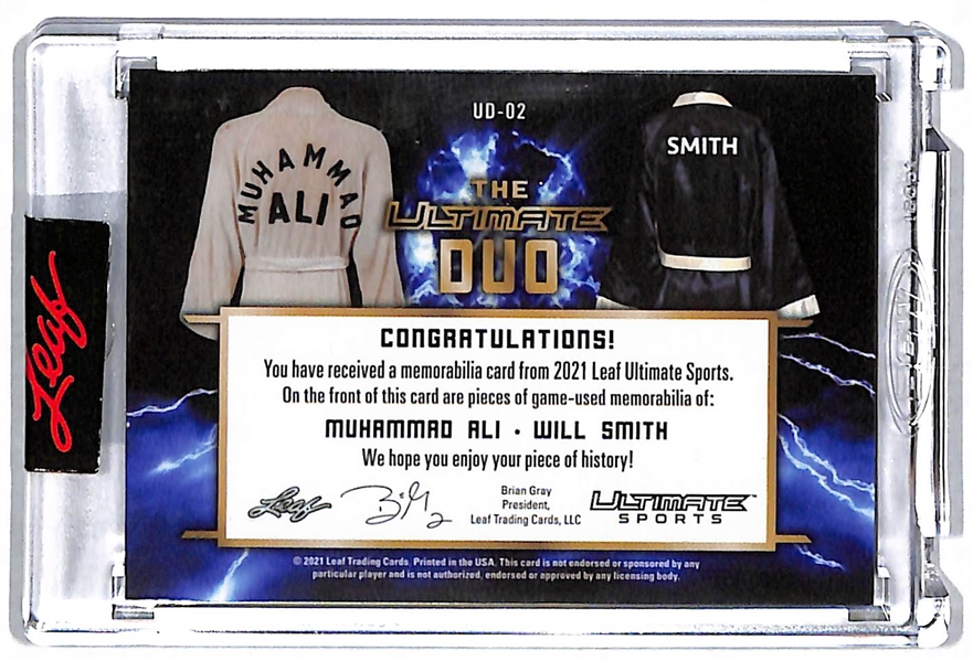 Leaf Ultimate Sports The Ultimate Duo Muhammad Ali and Will Smith Game/Event Worn Memorabilia #d 1/2