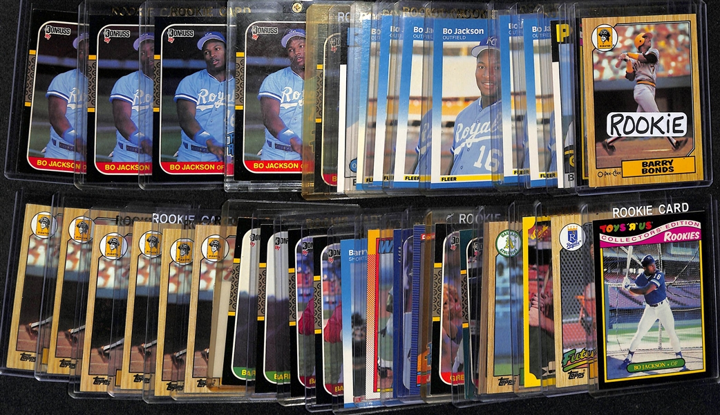 Lot of (36) 1980s Baseball Rookies w. Bonds, B. Jackson, Canseco, McGwire, Maddux, and Others