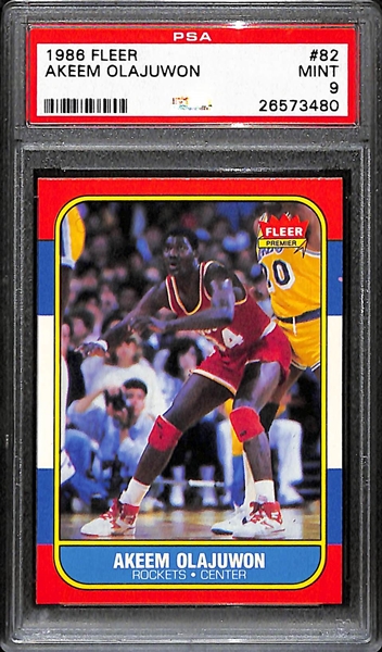 1986-87 Fleer Akeem Olajuwon #82 Rookie Card Graded PSA 9 Mint!