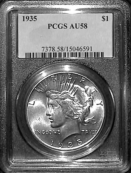  Graded 1935 Peace Dollar, (4) Graded 1800s Morgans, & 1900-S Morgan Silver Dollar