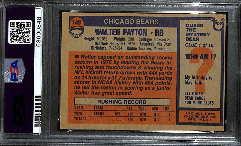 1976 Topps Walter Payton Rookie Card Graded PSA 7 NM