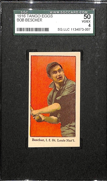 Rarely Seen 1916 Tango Eggs Bob Bescher (St. Louis, National League) SGC 4 VG/EX