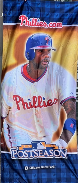 Lot of (2) Philadelphia Phillies Large 2010 NLCS Banners from Citizens Bank Park w. Ryan Howard and Placido Polanco (MLB Cert)