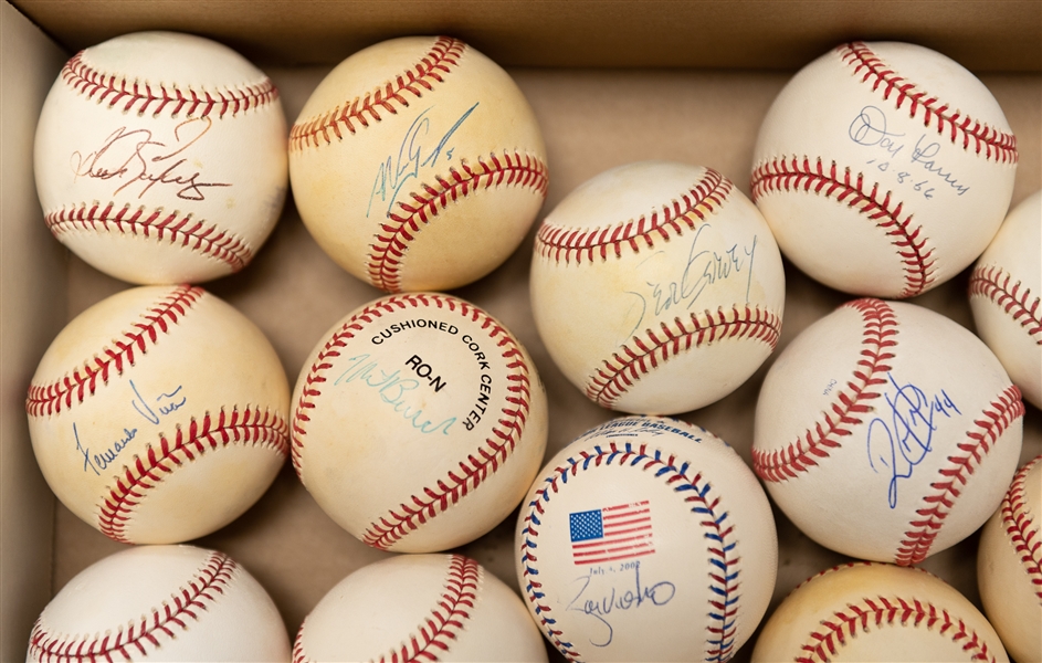 Huge Lot of (25) Autographed Baseballs w. Garciaparra, Larson, Garvey, K. Hernandez, J. Hamilton, Adrian Gonzalez, and Many More! (JSA Auction Letter)