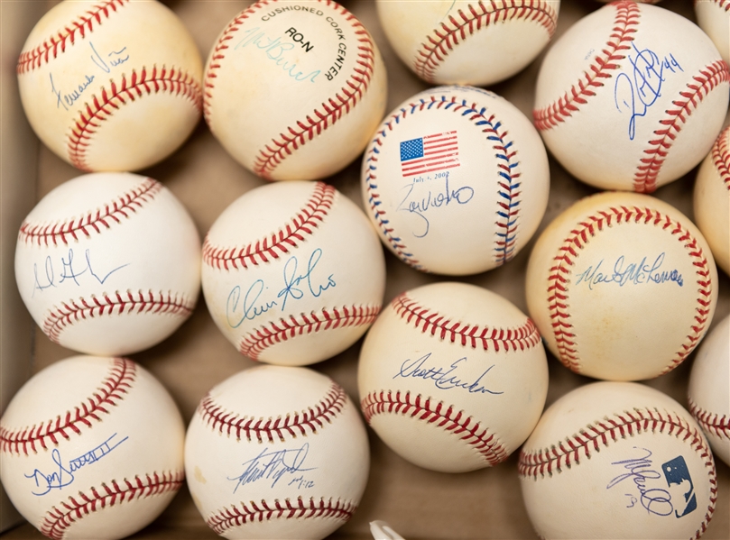 Huge Lot of (25) Autographed Baseballs w. Garciaparra, Larson, Garvey, K. Hernandez, J. Hamilton, Adrian Gonzalez, and Many More! (JSA Auction Letter)