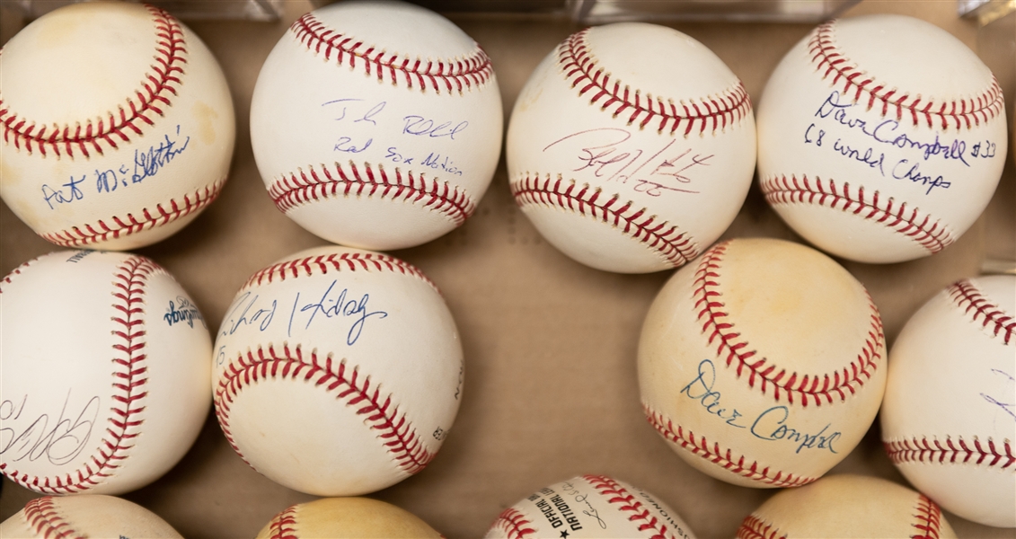 Lot of (21) Autographed Baseballs w. Sosa, Parker, Cox, Bumbry, Vuckovich, Bauer, and Many More (JSA Auction Letter)