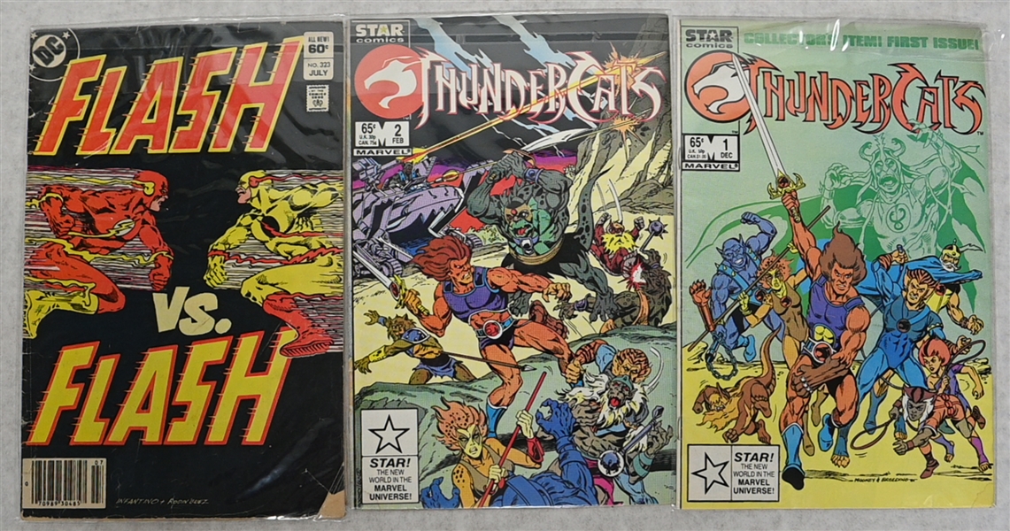 Lot of (40+) 1980s Through Early 2000s Star and Marvel Comic Books w. ThunderCats #1 &2, Flash, Spider Man, The Incredible Hulk, and Others