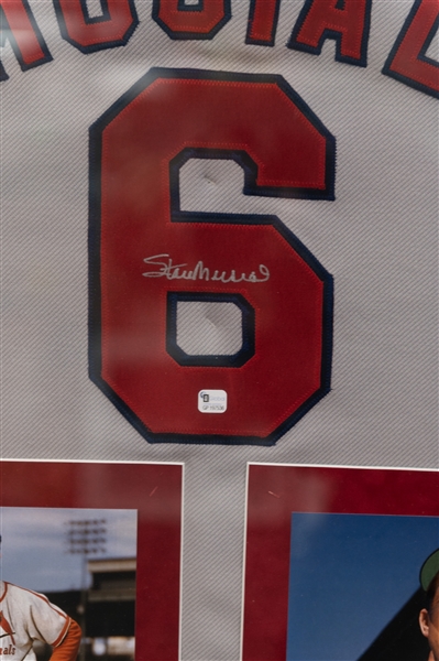 Stan Musial Custom Framed and Autographed Jersey (JSA COA)